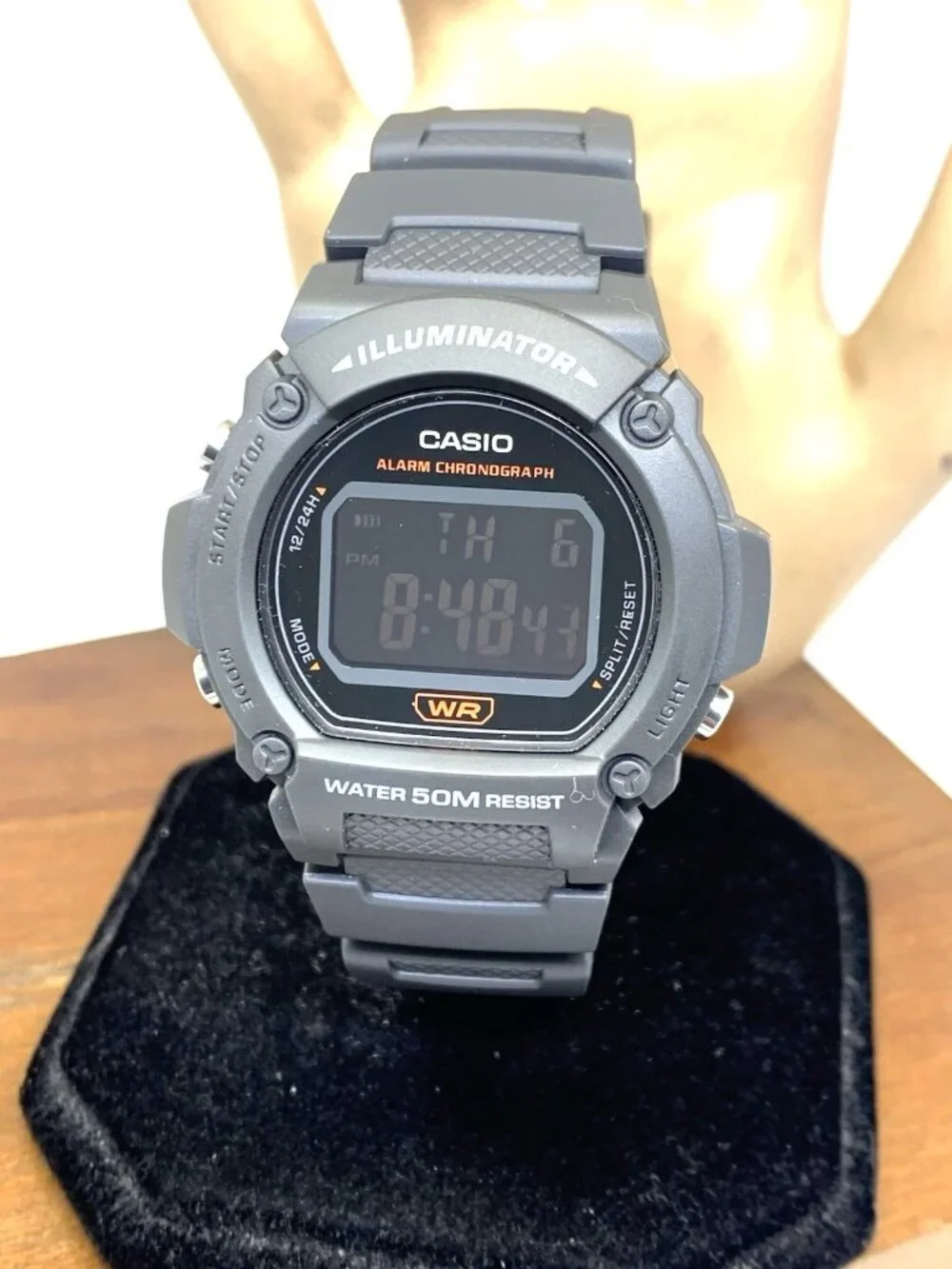 Casio Men's Watch W219H Illuminator Quartz Digital 42mm Gray Resin Sport 3224